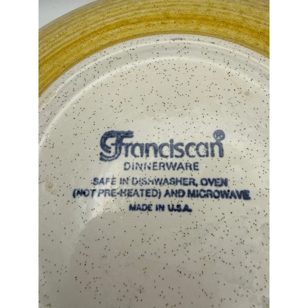 Vtg Franciscan Dinnerware Serving Bowl Yellow Speckled Geometric‎ USA 9.5